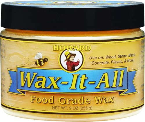 HOWARD WAX-IT-All - Protective Food-Grade Wax, Beeswax Wood Polish: Beautifies and Extends the Finish of Surfaces, Food Grade Beeswax Ideal for Wood, Stone, Metal, Cement, Paint, Plastics, 9 Fl oz