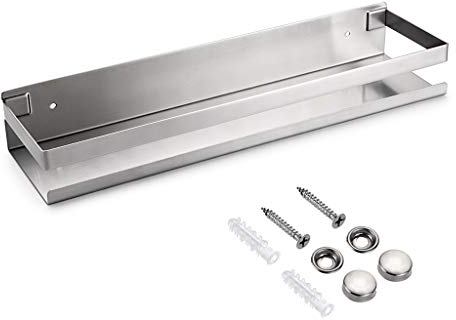 SUMNACON Mensola angolare per bagno, in acciaio inox, accessori da bagno, mensola da parete per doccia, organizer per cucina, bagno, soggiorno, hotel (40cm, argento)