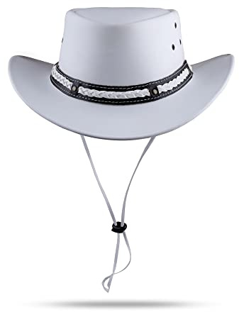 Wasserfester Outback-Hut, auch als Cowboyhut aus Leder getragen, australische Hüte für Damen und Herren, Weiss/opulenter Garten, large