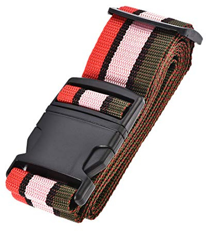 sourcing map Koffergurt Kofferband 2Mx5cm Packzubehör Rot Rosa Dunkelgrau | mit Schnallenaufkleber