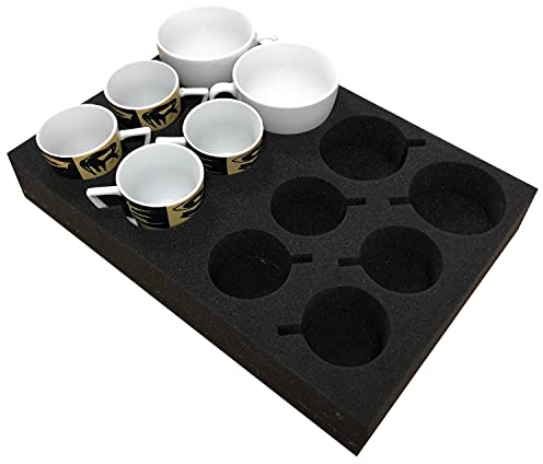 Preiswert&Gut Tassenhalter Gläserhalter Wohnmobil – Becherhalter für Wohnwagen & Camper – für 12 Becher/Tassen – Schaumstoff anthrazit – Wohnmobil Zubehör