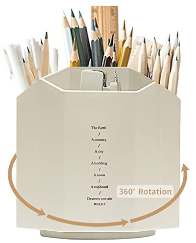 Outinhao Portalapices Giratorio, Portalápices Creativo Soporte con 5 Compartimentos, Portalapices Escritorio para Oficina y Escuela