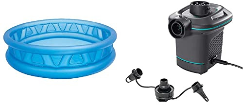Intex 58431Np - Piscina Hinchable De Relieve Azul 188 X 46 Cm, 790 litros + 66640 - Bomba Eléctrica Invertible con Boquillas 220-240V