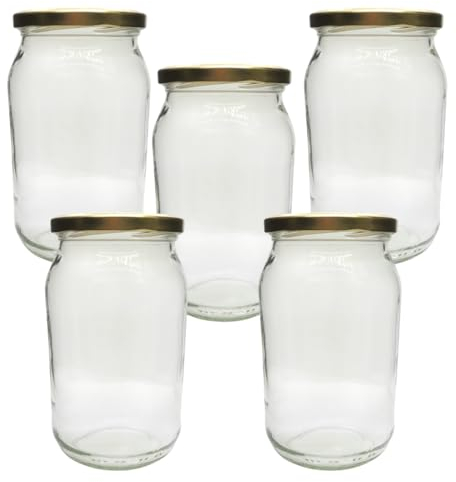 DIAH DO IT AT HOME 900 ml Jam Jars and Twist-Off Lids - Jar (900ml) Pickle Chutney Honey Storage - DIAH (‎8 x Glass Jar 900ml + Lid)