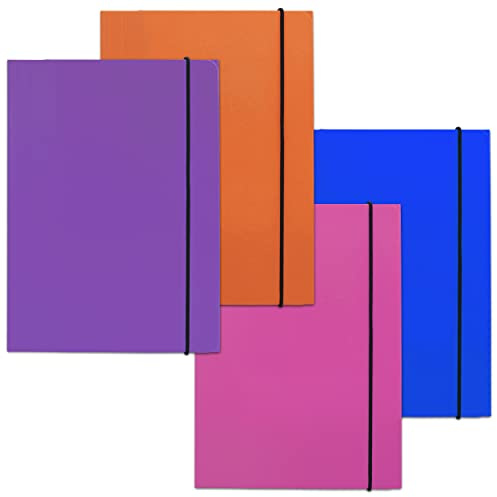 CARPETA CARTÓN FORRADO STARPLAST - Portafolios, archivador o clasificador, cierre elástico, colores flúor, tamaño A5, para uso escolar o de oficina - PACK 6