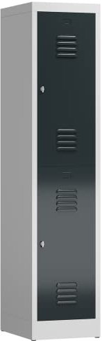 Lüllmann XL Spind Kleiderspind 1 Abteil 2 Fächer, 1800 x 400 x 500 mm (RAL 7035/7016 lichtgrau/anthrazit)