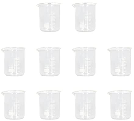Bechergläser, 10 Stück 50 Ml Dick Laborglasbecher mit Graduierung, Borosilikatglasbecher in Laborqualität für Labore, Chemieklassenzimmer mit Aufgedruckter Graduierung