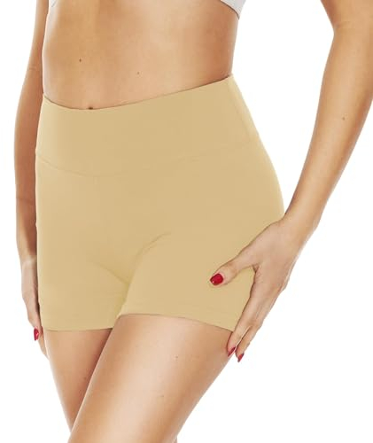 Gayhay Radlerhose Damen Kurze Shorts Sporthose Leggings Blickdicht High Waist Shorts Hotpants Sommerhose für Yoga Hautfarbe,L-XL