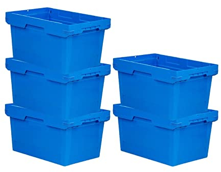 PROREGAL SuperSparSet 5x Conical Mehrweg-Stapelbehälter Blau | HxBxT 32,3x40x60cm | 58 Liter | Lagerbox Eurobox Transportbox Transportbehälter Stapelbehälter