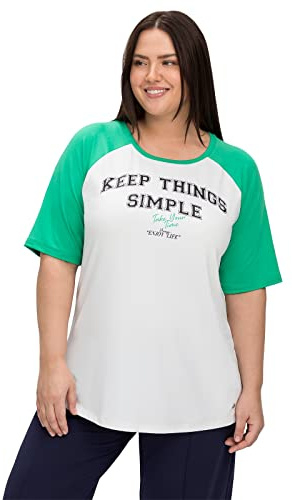 Sheego Damen Große Größen Funktionsshirt im College-Look, aus Funktionsware Fitness sportlich Rundhals-Ausschnitt -