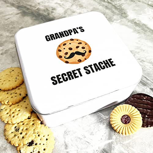 Fingerprint Designs Square Moustache Grandpa's Personalised Biscuit Tin