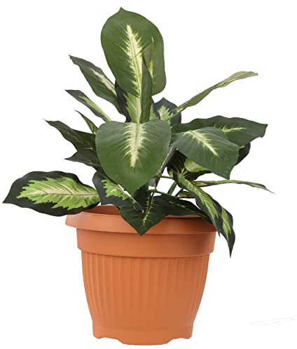 botle Macetero redondo de 45 cm de diámetro x 35 cm de alto y 27 l de volumen de terracota de plástico, 12 macetas grandes tradicionales