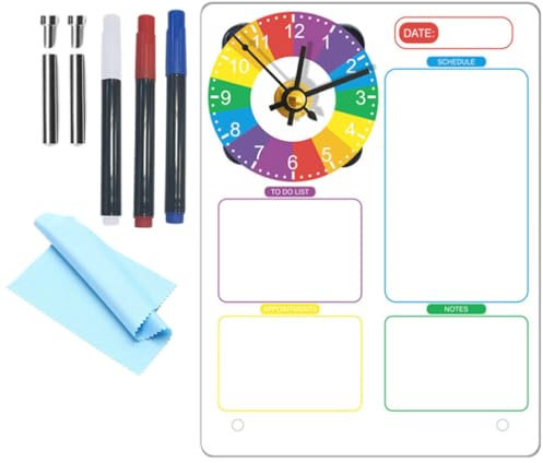 VILLCASE 1satz Acryl Memo Board Mit Uhr Tisch-organizer Für Notizen Und Zeitplanung Transparentes Whiteboard Für Büro Und Zuhause Multifunktionales Design Zur Steigerung Der
