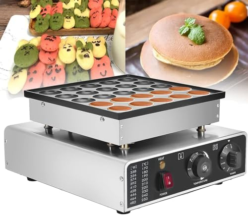 DPLXFPP Machine À Crêpes Électrique Mini Gaufrier 50 Grilles Mini Dutch Pancakes Maker Baker Machine Iron 1700 W, Machine À Gâteau Aux Oeufs pour Cuire des Crêpes Petites Et Moelleuses,25-Holes