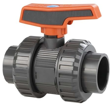 Duraol 2-Wege Pool Kugelhahn S6 mit 50mm Klebemuffe metrisch | Drehschieber für Schlauch oder Rohr | Absperrhahn für Pool | PVC-U Klebe-Fitting I Hochwertiges Pool Zubehör