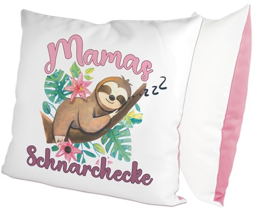 glitzertassen.de® | Mama's Schnarchecke | Kissen mit Spruch | Geschenk | Muttertag | Kissen mit Druck | Liebe | Deko Kissen | Fotokissen | Kuschelkissen | Weiß/Rosé