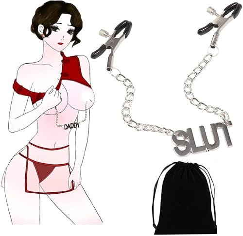 Generic Nipple Clamps Non Piercing Adjustable Nipple Clips with Chain on Jewelry Clamps for Women