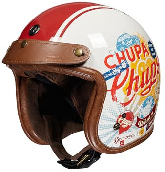 BOSERMEM Retro-Motorradhelm, ECE 22.06 Zertifizierter Offener Helm. Das Futter Ist Belüftet Und Atmungsaktiv. Geeignet Für Cruiser, Roller, Scooter-Helm Und Mopeds(weißer Pop, L=57-58cm)