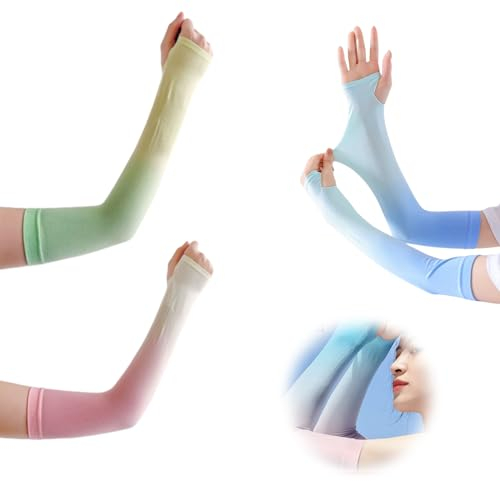 3 Paare Arm Sleeves Arm Kühlung Ärmel Herren Damen Uv-Schutz Armlinge Tattoo Abdeckung Armstulpen Running Armlinge Tattoo Armstulpen mit daumenloch UPF 50+ für Basketball,Fußball,Volleyball,Armstrumpf