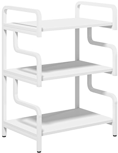 HOMCOM Supporto Porta Stampante a 3 Ripiani in Acciaio 55x40x77 cm Bianco