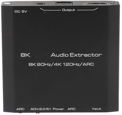 Extractor de Sonido HDMI, 8K HDMI a HDMI con Audio Convertidor Divisor de Adaptador de Audio AUX de 3,5 Mm, Compatible con HDR, para DVD, Reproductor HD, Cajas de Satélite, etc.