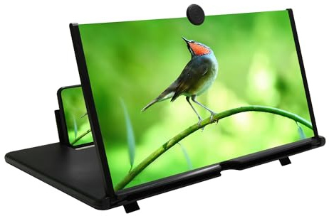 12 Mobile Phone Screen Magnifier,3D HD Mobile Magnifier Projector Screen for Movies,Videos, Foldable Phone Stand with Screen Amplifier,Supports All Smartphones (Black,12 inches)