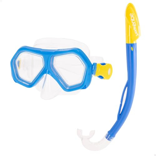 AKTIVE Aqua Sport Gafas Buceo niño, Máscara antigotas, Fácil Ajuste, Látex Free, Tubo con protección contra Salpicaduras, Liberación fácil, Lentes policarbonato, Snorkel niños, +7 años (54260)
