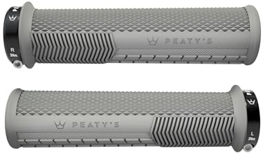 Peaty's Monarch Mangos para Bicicleta con Agarre Superior - Textura Moleteada, Almohadilla Extendida para Pulgar, Amortiguación de Impactos, Ergonómicos y Alto Confort - 30-32 mm, Gris
