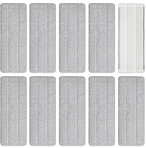 10 panni in microfibra, lavabili, a secco/bagnato, di ricambio per tutti i mocio spray, adatti per legno, marmo, piastrelle, laminato (grigio)