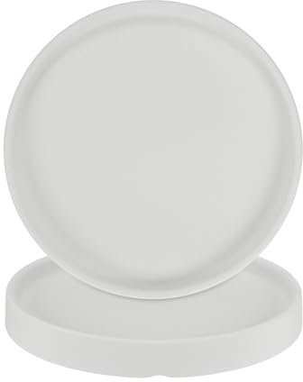 M METERXITY 2-Pz Vassoio per Piante in Ceramica, Vassoio Raccogli-Acqua per Piante da 6,3, Sottovaso per Piante da Interno/Esterno/Vassoio per Drenaggio Fiori [Beige Rotondo]