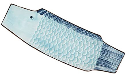 ABOOFAN Fish Shaped Plate Sushi Sashimi Ceramic Decorative Serving Dish