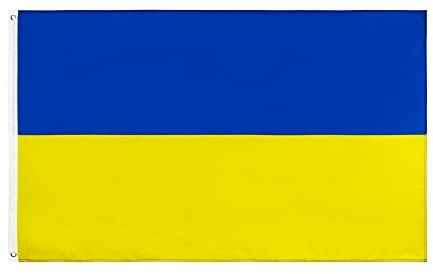 Drapeau Ukraine avec œillets en laiton 150 x 90 cm - Drapeau résistant aux intempéries pour mât de drapeau extra large et long XL XXL