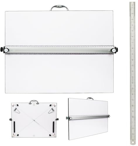 DOLEMODUO Tragbares Zeichenbrett, 58,4 x 78,9 cm, professionelles Architektur-Zeichenbrett, Tisch-Zeichenbrett mit Lineal und Parallelstange, Zeichenwerkzeuge für Architekten, Künstler, Ingenieure und