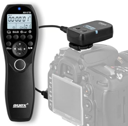 ayex Funk Timer Fernauslöser AX-5 RR100 Kompatibel mit Fujifilm X-100F XT-20 X-T4 X-T3 X-T2 X-T1 X-E2 X-Pro 2 X-100T X-70 X-30 Serie Bulb Delay Fokussieren