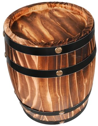 QUMIIRITY Botte di Legno per Decorazione Barile di Vino Rosso in Legno Carbonizzato 20x16 Cm Decorazione per Bar Ristorante Arredamento Unico Enoteca