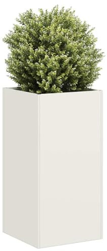 Juroupi Jardinière Blanc 40x40x80 cm Acier laminé à Froid,Jardiniere sur Pieds,Bac avec Treillis,Jardiniere Terrasse