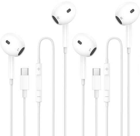 2 Pack Écouteurs USB C, Intra Auriculaires avec Hi-Res Micro et Contrôle du Volume Ecouteur Type C Filaire Casque pour iPhone 15 16 Max Plus, iPad Pro Mini, Samsung Galaxy S23 S22 S21 S20 A54 Ultra