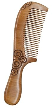 HAPINARY Pettine Per Chioma in Legno Di Pesco Naturale Pettine Manico Rotondo E Denti Lisci Per Massaggio Delicato Su Pelle E Cuoio Capelluto