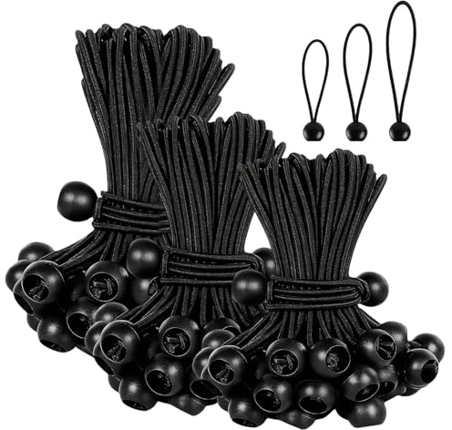 SMLOPLOM 50 Stück Spanngummis mit Kugel, 15/18/28cm Gummispanner, Planenspanner für Festzurren von Planen, Ladungshaltedrähten, Überdachungen, Campingzelten, Schwarz
