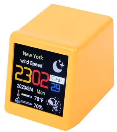 Grnlucja Smart WIFI Weather Station Clock DIY Cute GIF Animations Desktop Decoration Electronic Album Function MINI Clock C Easy Install Easy to Use