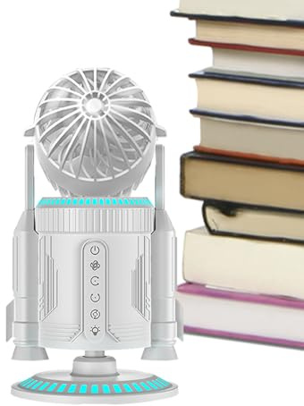 Ventilatore da tavolo, dispositivo di raffreddamento da tavolo regolabile, circolatore silenzioso da 5000 giri/min, design a forma di, design a flusso d'aria a forma di, funzione luminosa