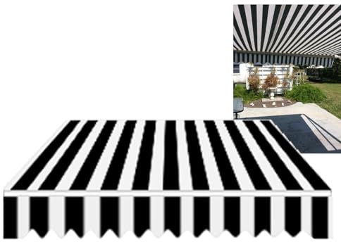 Ombrellone da esterno retrattile con protezione UV, tenda da sole in tessuto bianco e nero per patio o finestra, 40 x 3 m, elegante ombrellone da giardino