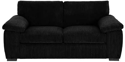 Amalfi 3+2 Seater Sofa Set, Jumbo Cord Fabric, Many Colours (BLACK, 2 SEATER)