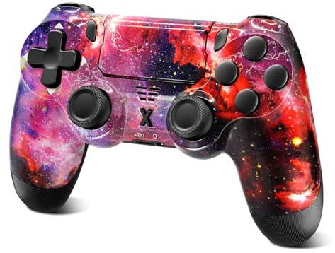 Glitfix Wireless Controller für P4,Game Controller Kompatibel mit P4/Slim/Pro, Gamepad Joystick mit Audiobuchse，1000-mAh-Akku und Turbo-Funktion