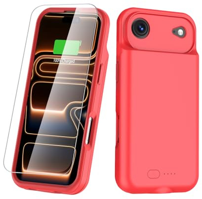 GIN FOXI Akkuhülle für iPhone Ladehülle Cover Tragbares Akkuladegerät 6,5 Zoll Rot