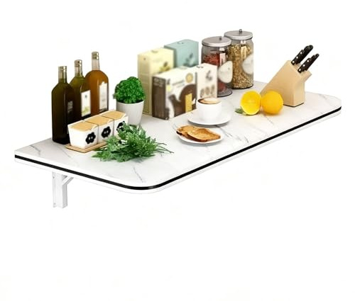 Generico Tavolo Da Muro Pieghevole Per Cucina, Tavolo A Ribalta Da Parete Con Staffa, Scrivania Galleggiante Per Computer Lavoro, Scaffale A Muro Richiudibile(White,70x30cm/28x12in)
