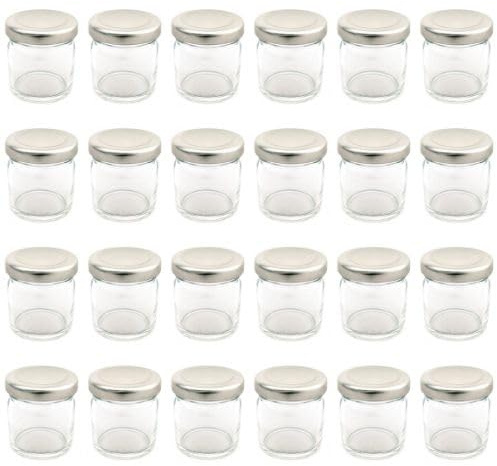 Bramley & Sage 1.5oz 42ml Miniature Round Glass Jars with Silver Twist-Off Lids (Set of 24)