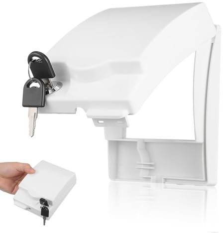 Gadpiparty Waterproof Plastic Wall Socket Cover Box with Built-in Lock, White 86-Type Outlet Protector for Bathroom and Kitchen, Moisture Resistant Electrical Outlet Safety Box