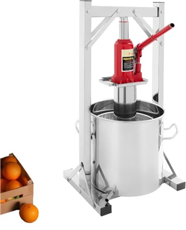 Armanyya Presse-fruits hydraulique 12 l, en acier inoxydable 304, avec levier hydraulique 3T, extracteur de jus manuel, seau à filtre intérieur, presse-vin, presse-cidre, idéal pour le vin, le moût et