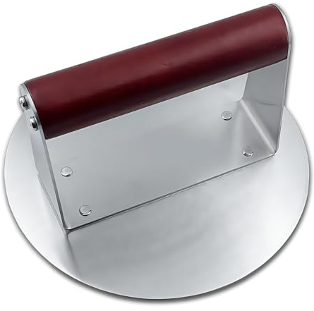 Hrtyvhin Pressa manuale per hamburger con manico in legno di faggio, in acciaio inox, strumento di cottura per toppe fatte a mano, manico in legno di faggio, Hamburger Patty Maker